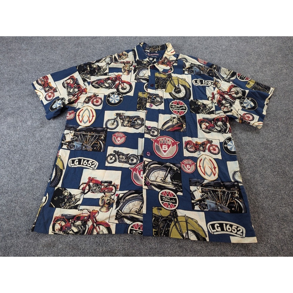 Fivecrown Shirt Mens 2XL Easy Living Motorcycle‎ Theme Short Sleeve Blue